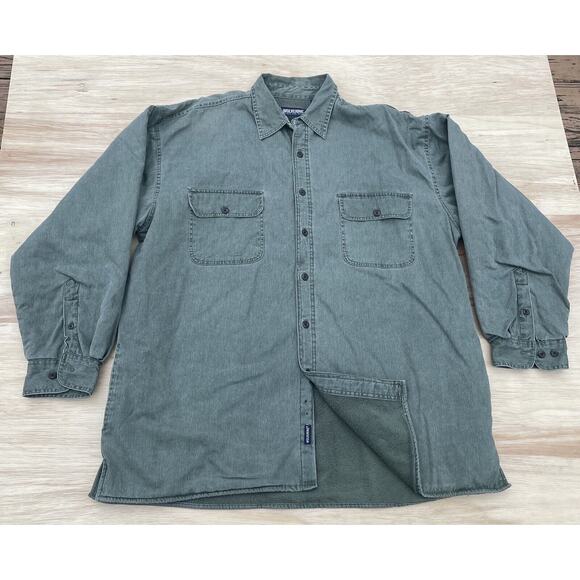 Wolverine Mens Green XL Button Down Lined‎ Jacket Shirt Outdoors Warm Workwear - Picture 1 of 8